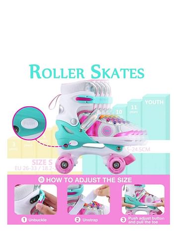 GT-Wheel Kids Adjustable Roller Skates for Girls - Size: M (33-37)EU