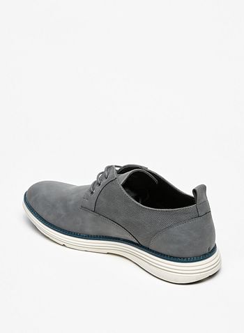 Solid Derby Shoes with Lace Up Closure Grey 45 EU