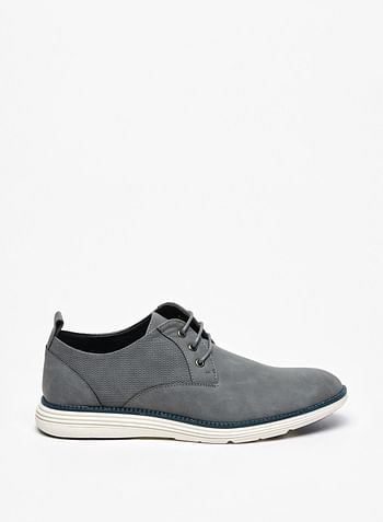 Solid Derby Shoes with Lace Up Closure Grey 45 EU