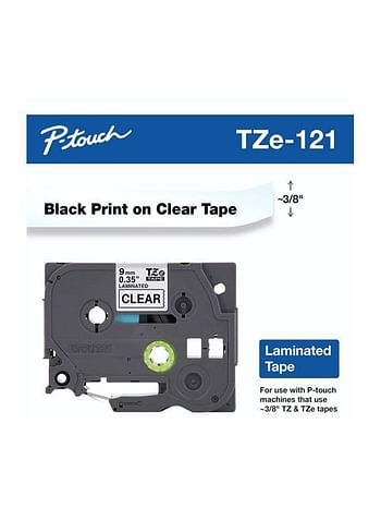 brother TZE-121 Labelling Tape 9mm Clear/Black