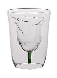 كوب زجاج بطبقة مزدوجة بتصميم وردة شفاف 10.5X8.2سنتيمتر