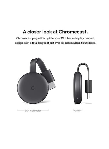 Chromecast 3 Media Streaming Device GA00439 Charcoal