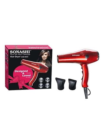 SONASHI Powerful 2000W Professional Hair Dryer With Ceramic Hair Straightener SHD-3032 + SHS-2042 Glossy Red