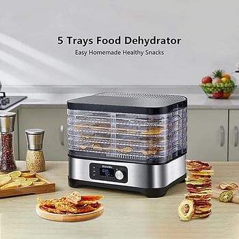 Biolomix Food Dehydrator Machine Bpa Free 5 Trays With Digital Timer And Temperature Control For Fruit Vegetable Meat Beef Jerky Bd1200E"Min