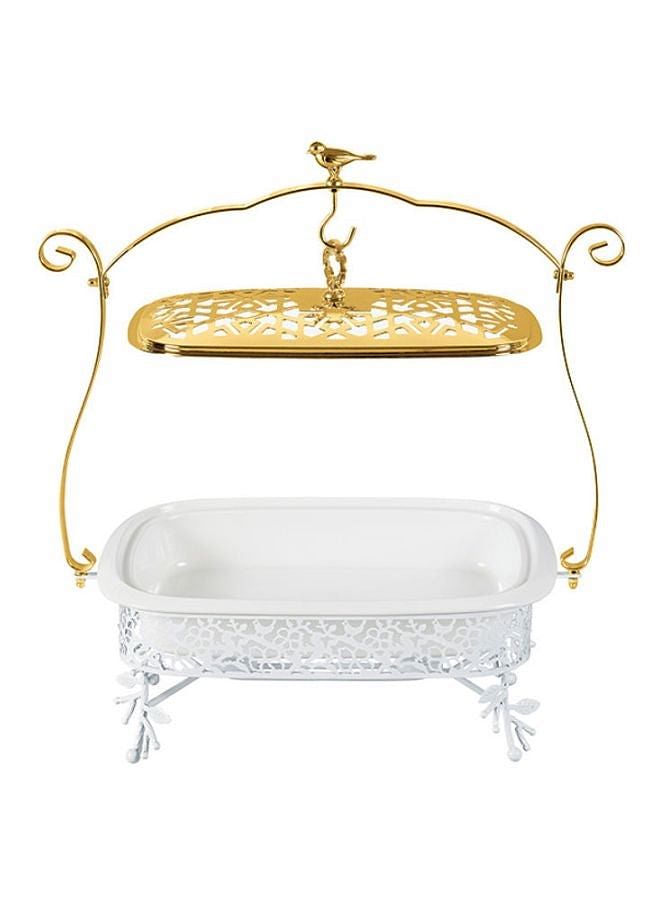 RAJ Rectangle Shaped Chafing Dish White/Gold 13inch