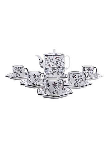 13-Piece Voguish Meticulously Designed Cup And Saucer Set White/Black