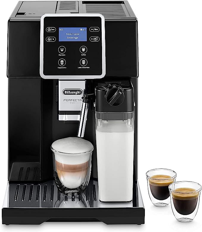 De'Longhi Bean to Cup Coffee Machine Perfecta Evo, Fully Automatic Espresso, Cappuccino, Latte Macchiato Maker & Many more, Best for Office & Home use, (Made in Italy) ESAM420.40.B, Black