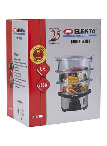 Food Steamer 1.25L 1.25 l ESTM-3112 Clear/Black/Silver