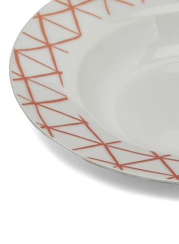 Soup Plate Orange and White 9inch