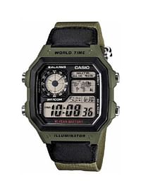 Men's Youth Digital Watch AE-1200WHB-3B - 39 mm - Green/Black