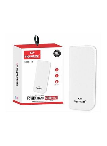 5000 mAh Portable Power Bank White