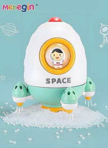 MEBEGIN Baby Bath Toys, Space Rocket Bathtub Toys for Toddlers, Bathroom Baby Shower Toys Gift for Infants, Bath Rotating Spray Water Toys for Kids Girls Boys