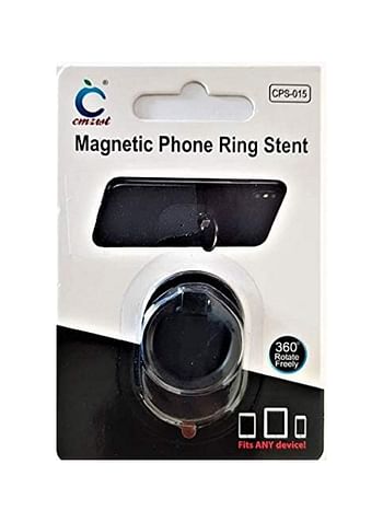 MAGNETIC PHONE RING STENT GREY, Fits ANY Device! FREE 360 Degree Magnet Finger Ring Holder for Cell Phones, Universal Magnet Car Bracket Phone Stand -GREY