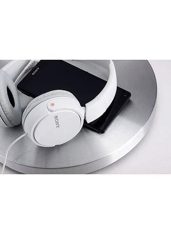 MDR-ZX110AP On-Ear Wired Headphones with Mic White
