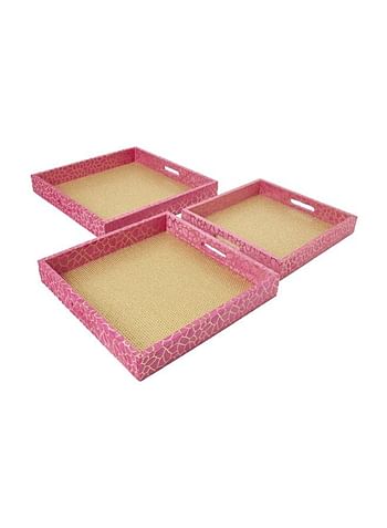 Opalina 3-Piece Serving Tray Set Pink/Gold