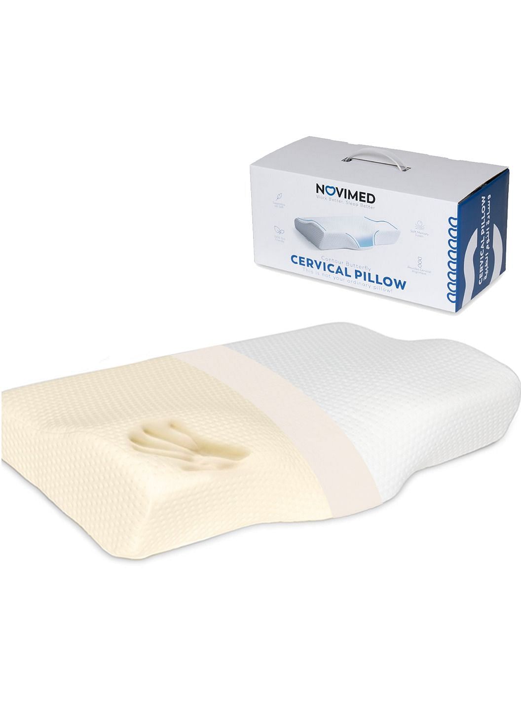 NOVIMED Contour Orthopedic Memory Foam Pillow with Cervical Support for Neck