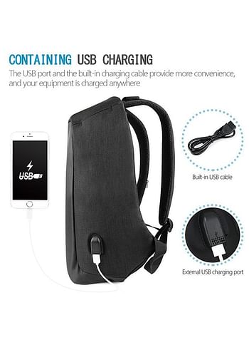 Anti Theft Backpack With USB Charging Port Black