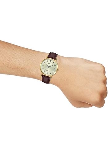 Women's Leather Analog Wrist Watch LTP-VT01GL-9BUDF