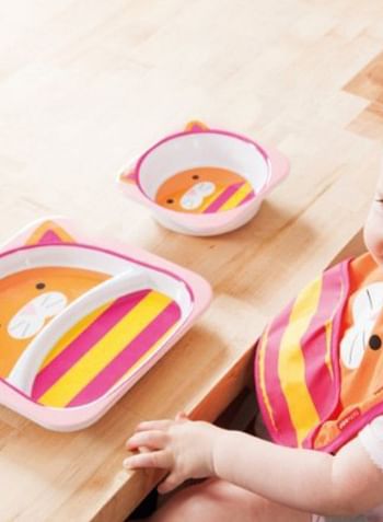Zoo Melamine Chase Cat Feeding Plate And Bowl Set - Multicolour