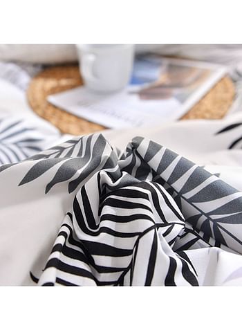 بيوينتي طقم أغطية سرير بطبعة ورقة شجر مكون من 4- قطع بوليستر أبيض/أخضر كينج