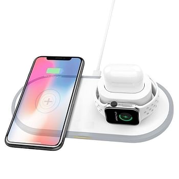 3 In 1 Fast Charging 10W Wireless Charger White