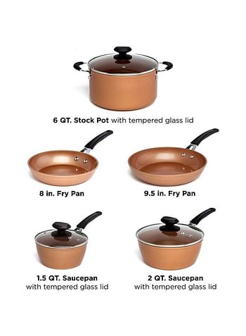 8-Piece Nonstick Cookware Set Copper