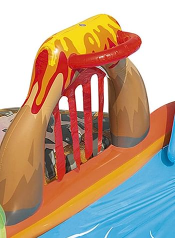 H2Ogo لافا   لاجون   بلاي سنتر لعبة أطفال خفيفة الوزن قابلة للنفخ في الهواء الطلق - مسبح واحد ، منزلق واحد ، كرة ماء واحدة ، حلقة قابلة للنفخ ، 4 كرات لعب ، رقعة إصلاح 265 × 265 × 104 سم