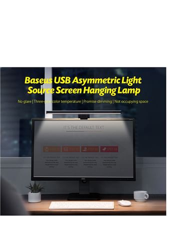 Baseus Computer Monitor Light Screenbar E-Reading USB Powered Monitor Clamp Lamp Dimmable Eye Protect Monitor Lamps Adjustable Brightness/Color Temperature Over Monitor Light Bar Black