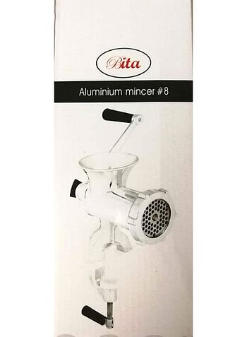 BITA Aluminium Meat Mincer Silver/White 8centimeter