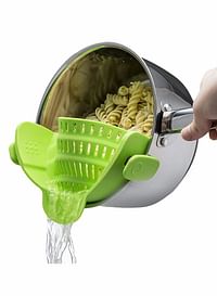 SYOSI Snap N Strain Strainer, Clip On Silicone Colander, Fits all Pots and Bowls - Lime Green