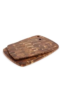 Noon East 2 Piece Serving Board - Made Of Acacia Wood - Premium Quality - Serving Plate - Serving Dishes - Tray - Wood Platter - By Noon East - Dark Brown M:32x22x1.5 cm L:40x28x2 cm Dark Brown