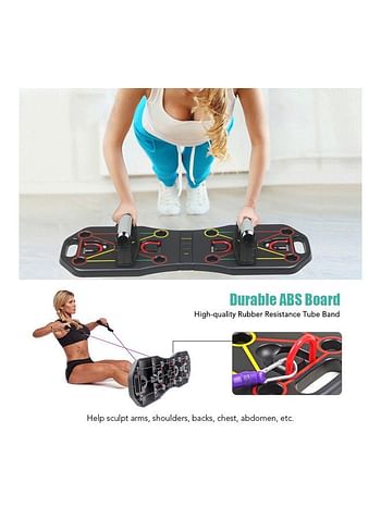 Multi-Function Foldable Push Up Board System with Resistance Tube Bands