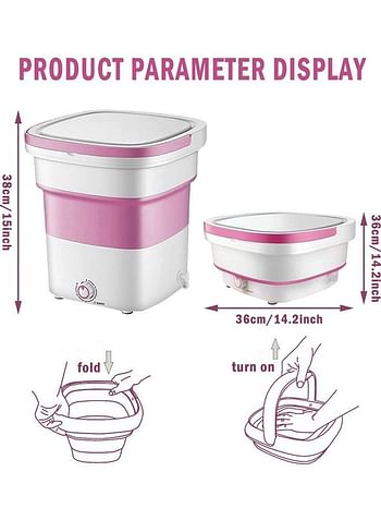 Portable Mini Folding Washing Machine 1.8 kg 135 W 2152008 Pink/White