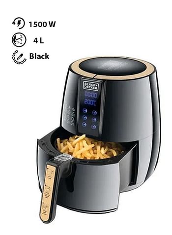 BLACK+DECKER XL Digital Air Fryer with 1.2KG - Anti Stick - with Rapid Air Convection Technology - Suitable for 3-5 People - 4.0 L 1500.0 W AF400-B5 Black