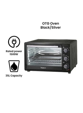 Impex Multifunction Electric Convection Oven with Rotisserie functions 35 L 1500 W OV 2901 Black/Silver