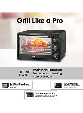 Impex Multifunction Electric Convection Oven with Rotisserie functions 35 L 1500 W OV 2901 Black/Silver