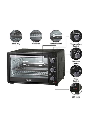 Impex Multifunction Electric Convection Oven with Rotisserie functions 35 L 1500 W OV 2901 Black/Silver