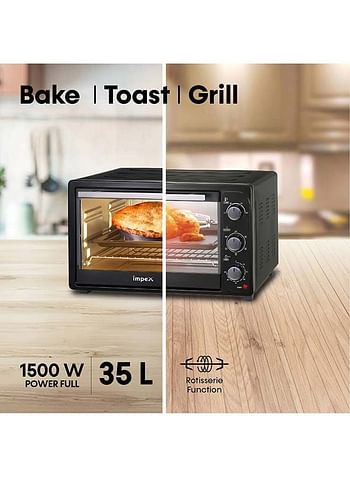 Impex Multifunction Electric Convection Oven with Rotisserie functions 35 L 1500 W OV 2901 Black/Silver