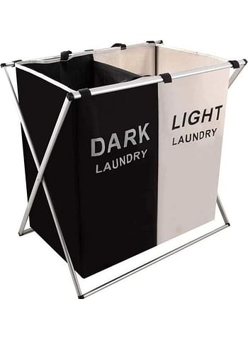 Laundry Cloth Hamper Sorter Basket Black/White 60×60×39cm