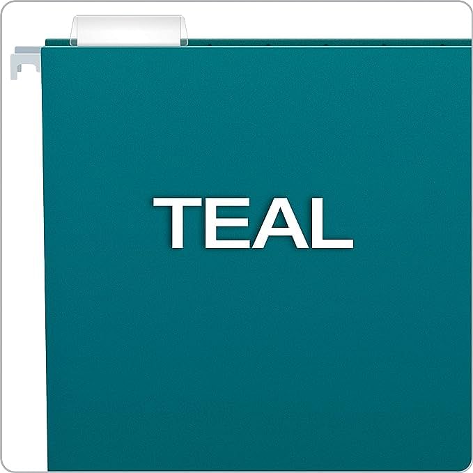 Pendaflex Recycled Hanging Folders, Letter Size, Teal, 1/5 Cut, 25/BX (81614)