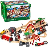 مجموعة السكة الحديد وورلد 33052 ديلوكس من بريو | لعبة قطار خشبية للأطفال من عمر 3 سنوات فما فوق