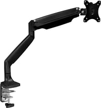 Mount-It! Single Monitor Arm Desk Mount Gas Spring Monitor Arm Full Motion Articulating Height Adjustable Fits 21 22 23 24 27 30 32 Inch VESA Compatible Computer Screen Clamp and Grommet Base