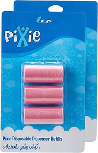 Pixie Disposable Dispenser Refill - Pink Pack Of 2 (6 Rolls 120 Bags) Baby Nappy Bag, Pet Waste Bag, Scented Diaper Bag, Trash Bag, Garbage Bag, Colorful Plastic Bag, Poop Bag, Sacks