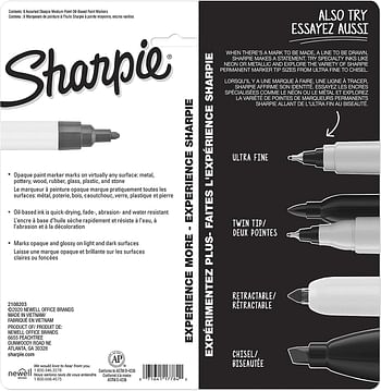 Sharpie Oil-Based Paint Markers, Medium Point, Assorted Colors, 8 Count - Great For Rock Painting