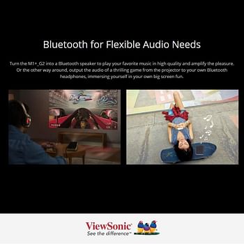ViewSonic M1+_G2 Portable Smart Wi-Fi LED Portable Projector with Harman Kardon® Speakers Bluetooth HDMI USB Type C and Built-in Battery