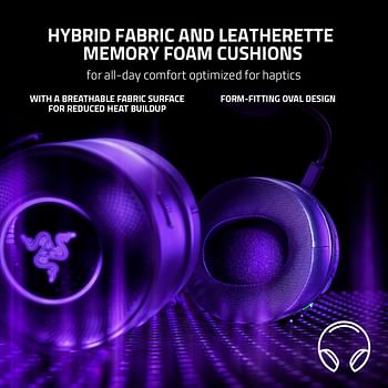 Razer Kraken V3 Pro HyperSense Wireless Gaming Headset w/Haptic Technology: Triforce Titanium 50mm Drivers - THX Spatial Audio - HyperSpeed Wireless - Hybrid Fabric & Leatherette Memory Foam Cushions