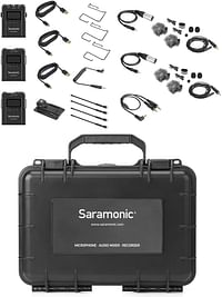 نظام Saramonic Advanced UHF Lavalier اللاسلكي لشخصين مع جهاز استقبال مثبت بكاميرا مزدوجة ، و Premium DK3A Lavaliers ، و Li-Ion Power ، وحقيبة صلبة والمزيد (UwMic9S Kit 2) ، UWMIC9S-KIT2