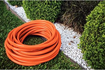 Tramontina Super Flex 1/2" garden hose, 25 meters, quick connectors, sprayer and hose wall rack