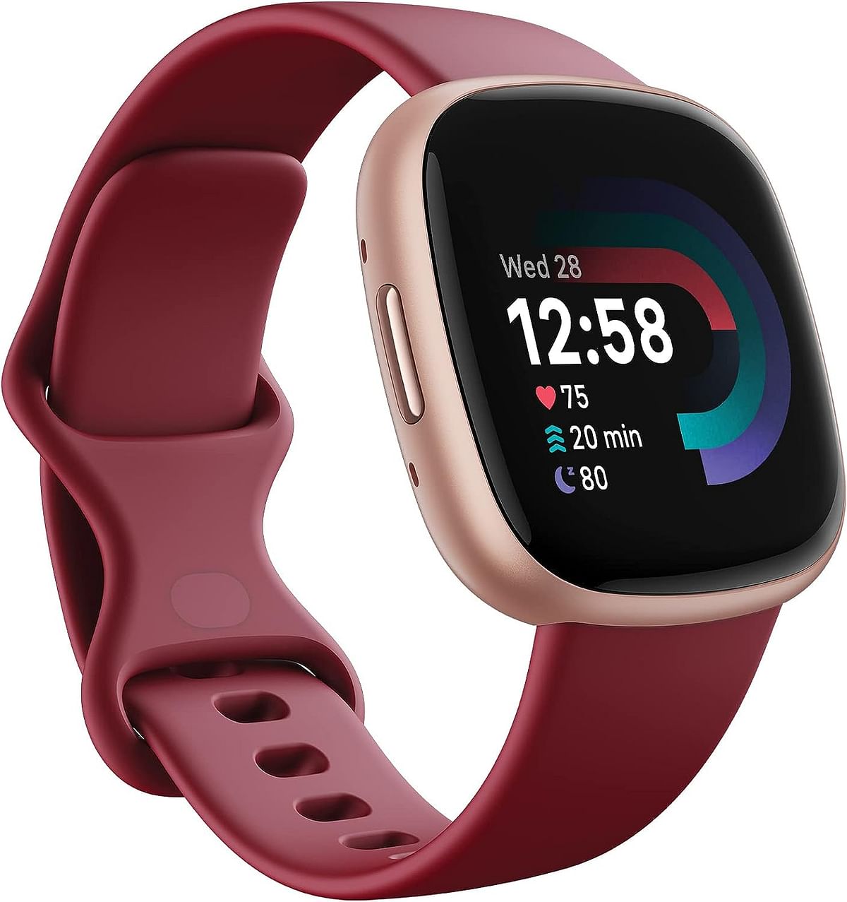 Fitbit Versa 4 Fitness Smartwatch with built-in GPS and up to 6 days battery life - compatible with Android and iOS - Beet/Copper Rose