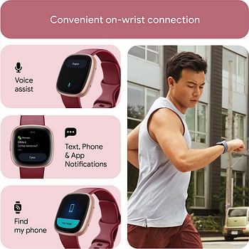 Fitbit Versa 4 Fitness Smartwatch with built-in GPS and up to 6 days battery life - compatible with Android and iOS - Beet/Copper Rose